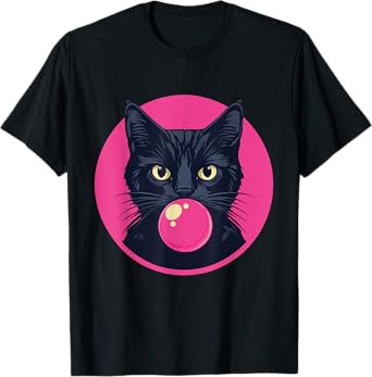 Cat Bubble Bubblegum Funny Graphic T-Shirt for Men Women Kids