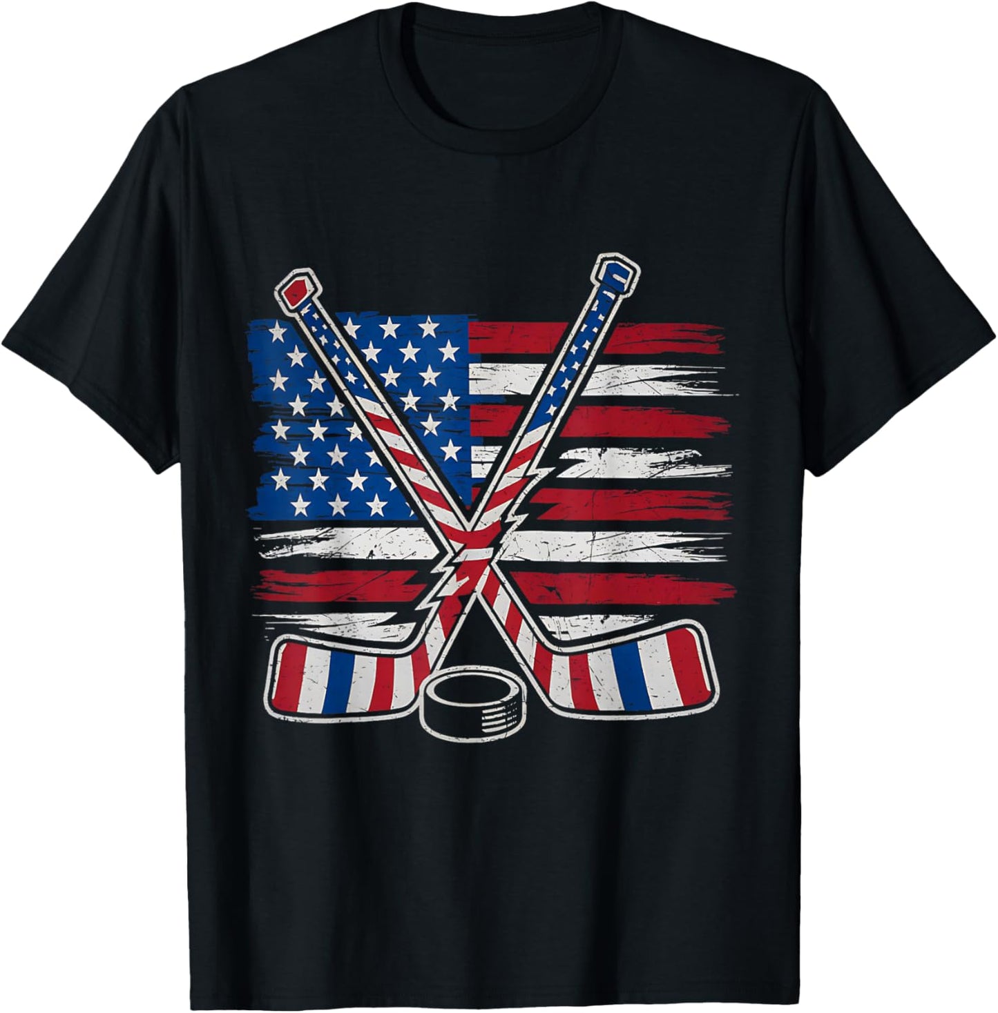Patriotic Ice Hockey 4th of July USA Independence Day T-Shirt