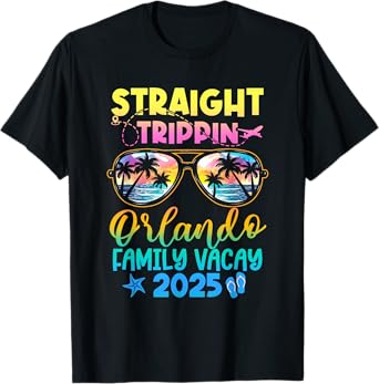 Orlando Family Vacay Vacation 2025 Straight Trippin T-Shirt
