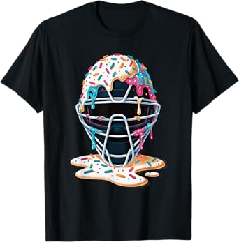Baseball Catcher Mask Ice Cream Dripping Baseball Fan Boys T-Shirt
