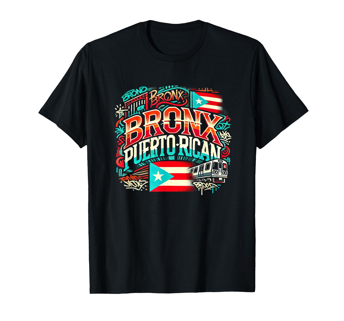 Bronx Puerto Rican Boricua Flag NYC Subway CarGraffiti Fun T-Shirt