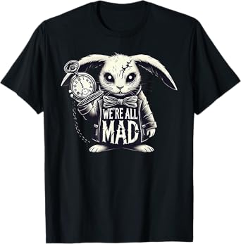 Alice in Wonderland - We're All Mad White Rabbit Mad Hatter T-Shirt