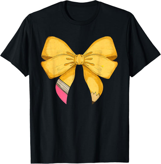 Coquette Bow Teacher Student Back To School Happy First Day T-shirt by TeeBrew