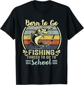 Funny Born To Go Fishing Bass Fish Fisherman Boys Kids T-Shirt
