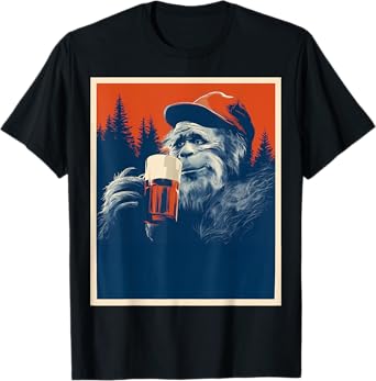 Funny Bigfoot Drinking for Beer Lovers T-Shirt