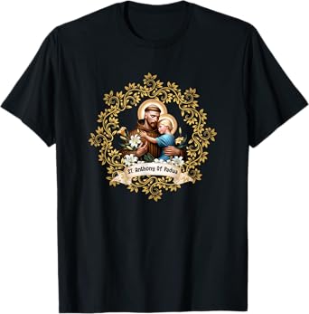 Vintage St Anthony Of Padua Catholic Saint Infant Jesus T-Shirt