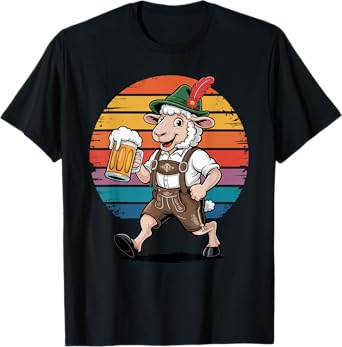 Retro Sheep Beer Drinking T-Shirt