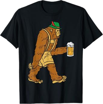 German Bigfoot Sasquatch Beer Lederhose Funny Oktoberfest T-Shirt