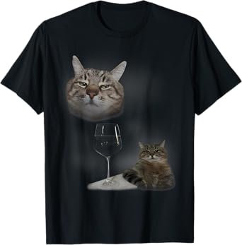 Funny Cat And Wine Art Cats Drinking Oddly Specific Meme T-Shirt for Men Women