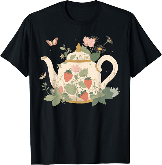 Cottagecore Teapot Tea Lover Art T-Shirt