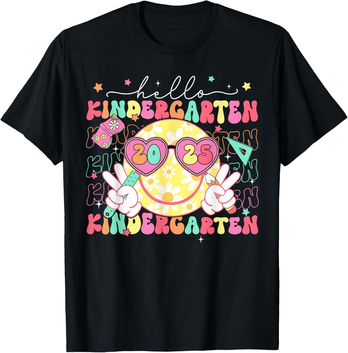 Hello Kindergarten Smile Face Back To School 2025 T-Shirt