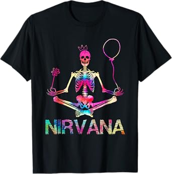 Funny Nirvana Skeleton Yoga For Man Woman tie dye T-Shirt