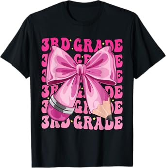 3rd Grade Girls Coquette Bow Back To School Third Grade T-Shirt