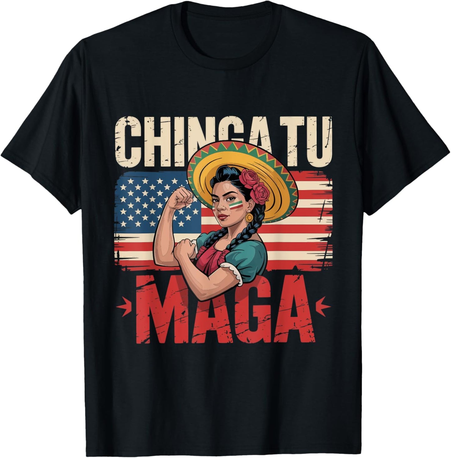 Chinga Tu MAGA Funny Mexico Vintage Women T-Shirt