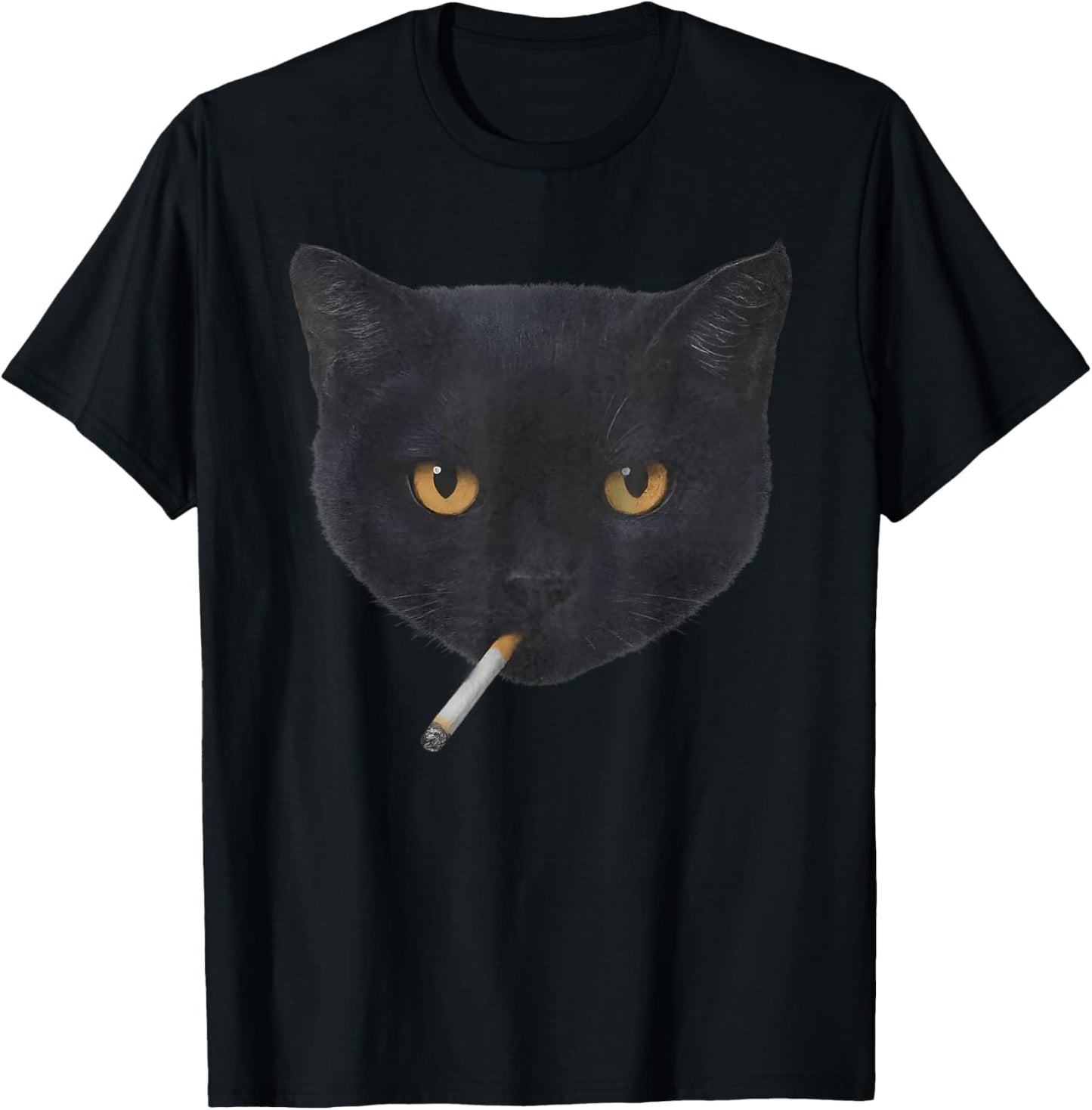 Funny Smoking Black Cat Face Meme T-Shirt