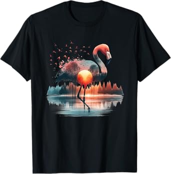 Retro Forest Flamingo Outdoors Nature Women Men Vintage T-Shirt