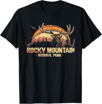 Rocky Mountain US National Park Vintage Men Women Kids Retro T-Shirt