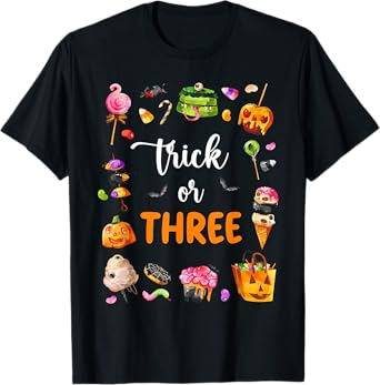 Trick Or Three Halloween Theme 3rd Birthday Boy 3 Yrs Old T-Shirt