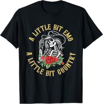 Little Bit Emo Little Bit Country Cowgirl Vintage Design T-Shirt