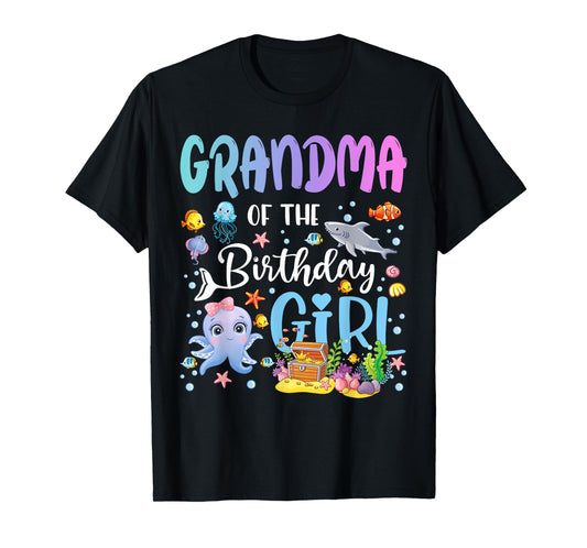 Grandma of The Birthday Girl Sea Fish Ocean Aquarium T-Shirt