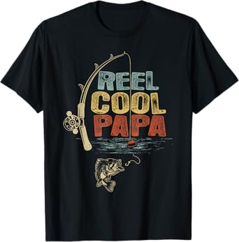 Funny Fisherman Vintage Reel Cool Papa Father Day T-Shirt