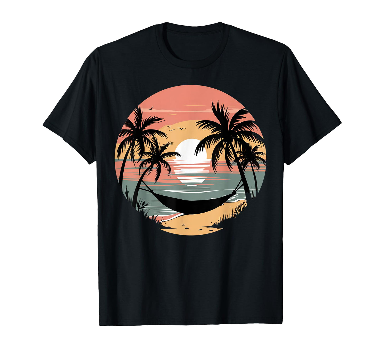 Vacation Smile Tropical Sunset Palm Trees Hammock T-Shirt