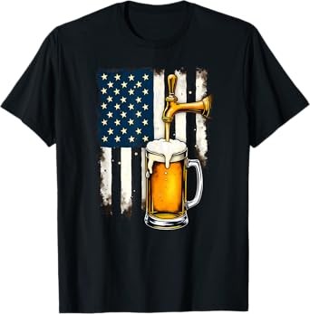 US Flag Craft Brewery Pouring Beer T-Shirt
