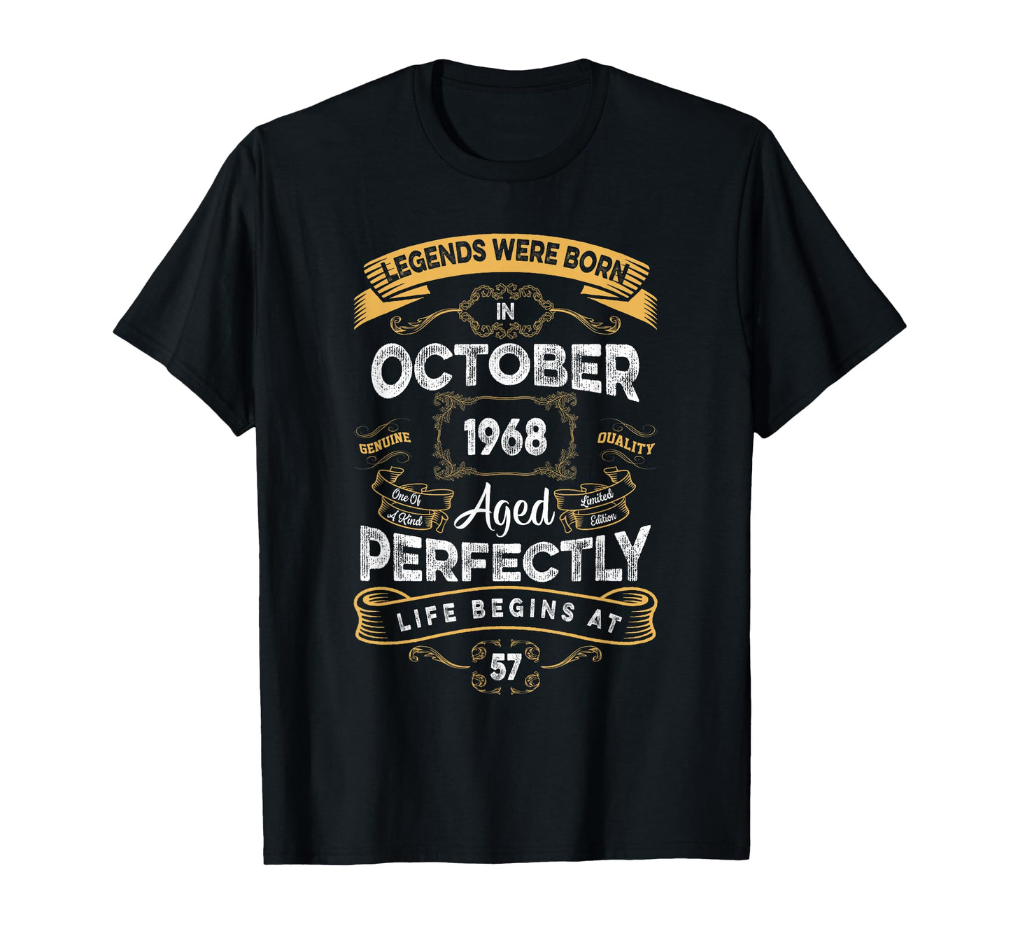 Vintage 57th Birthday Legends were Born in October 1968 T-Shirt