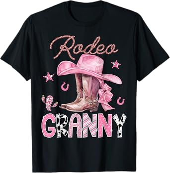Rodeo Granny Pink Boots Coquette CowGirl Birthday Party T-Shirt
