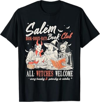 Vintage Salem Book Club Witchy Witch Spooky Season Halloween T-Shirt