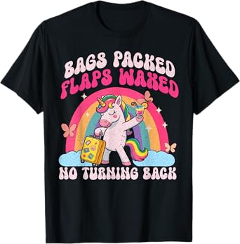 Funny Unicorn Inappropriate Dirty Bags Packed Flaps Waxed T-Shirt