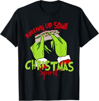Rolling Up Some Christmas Spirit Xmas Santa Pajamas Holiday T-Shirt