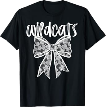 Wildcats Coquette Aesthetic Girly Team Mascot Lace Bow T-Shirt