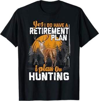 Retired Funny Deer Hunter Vintage Retirement Plan Hunting T-Shirt