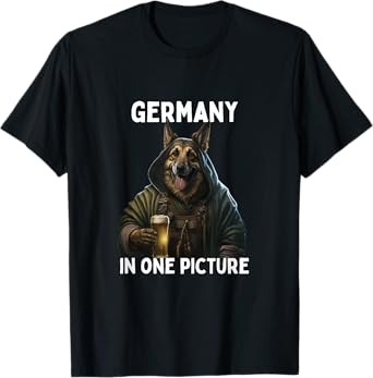 Germany in one Picture Funny German Shepherd drinking beer T-Shirt