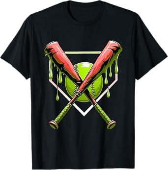 Baseball Drip For Boys Ice Cream Drip Youth Boys Baseball T-Shirt