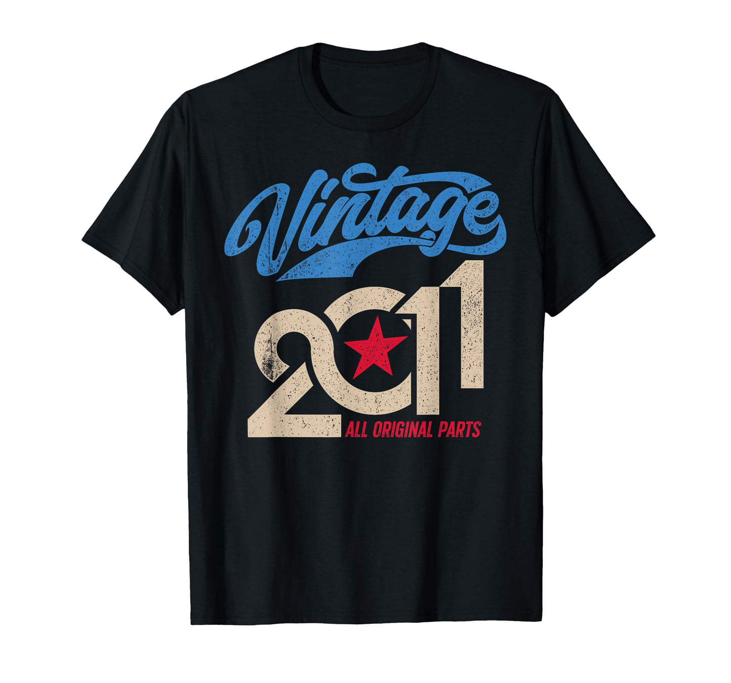 Vintage 2011 Retro 14th Birthday 14 Year Old USA Flag Style T-Shirt