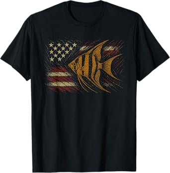 American Flag Fish Fisher Fisherman Funny Bass Fishing USA T-Shirt
