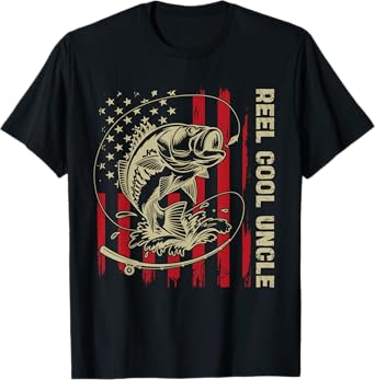 Reel Cool Uncle Fishing Vintage American Flag Men's T-Shirt