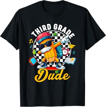 3rd Grade Dude Pencil Dabbing Back To School Student Kids T-Shirt
