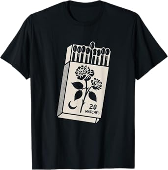 Vintage Matches & Rose Matchbox Retro 20 Matches Moon Art T-Shirt