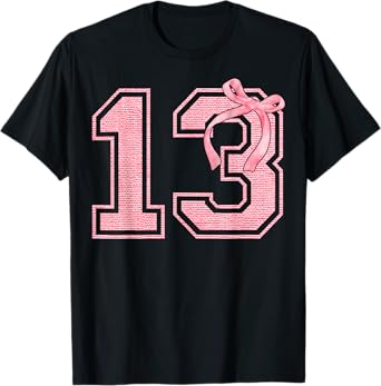 Birthday Girl Pink Coquette Bow 13 Year Old Aesthetic Girly T-Shirt
