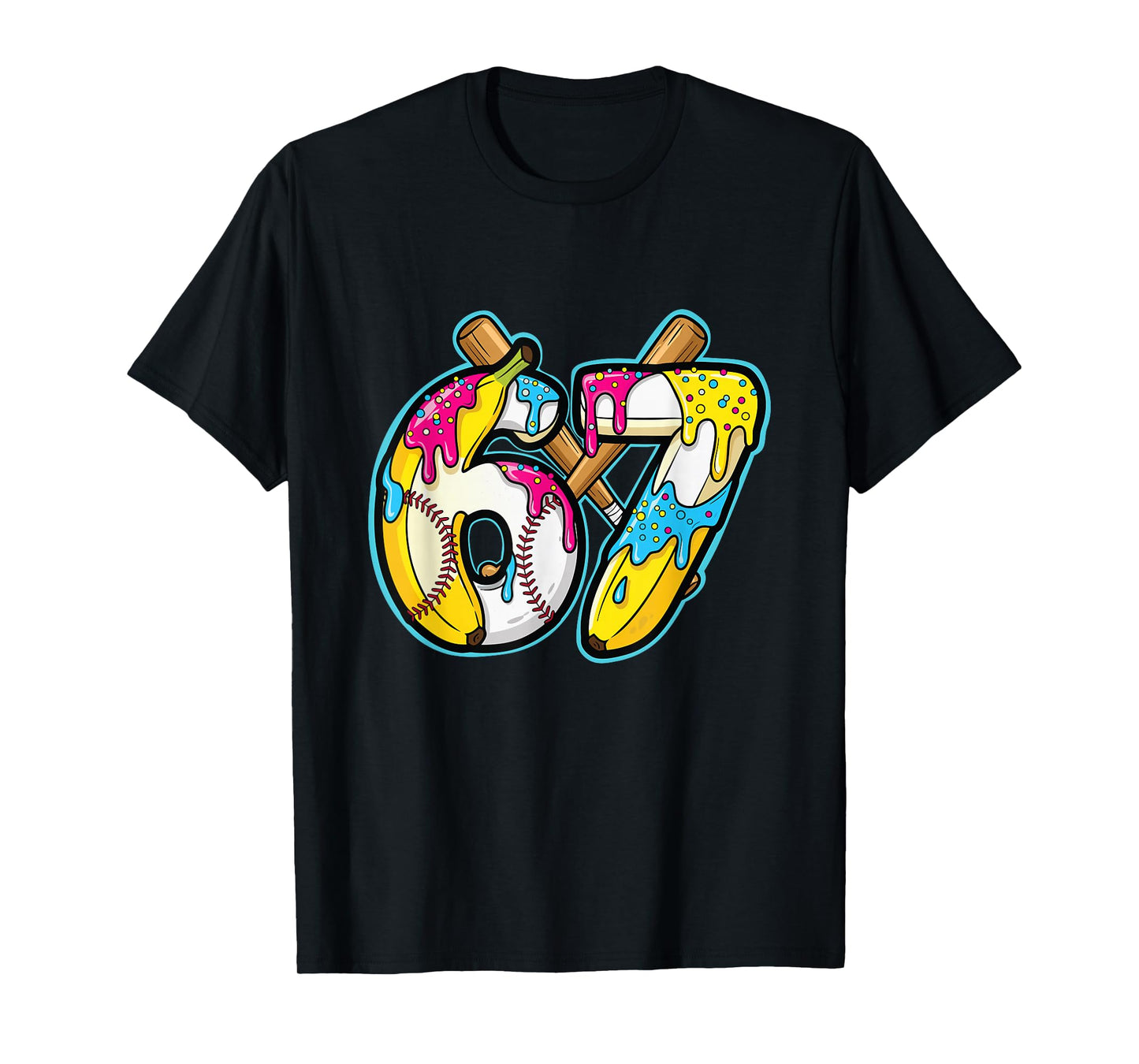 Funny Banana 67 Ice Cream Drip Meme Six Seven Gen Alpha Art T-Shirt