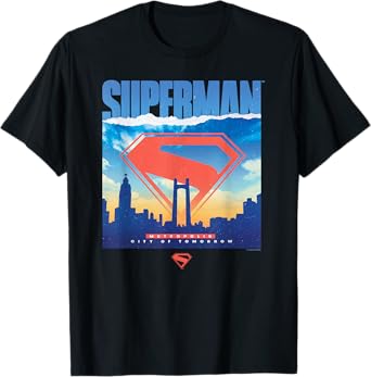 Superman (2025) Metropolis City Of Tomorrow Ripped Poster T-Shirt