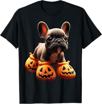 French Bulldog Pumpkin Slippers Men Women Kids Halloween T-Shirt