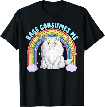 Rage Consumes Me Funny Cat Meme Sarcastic Cat Joke Humor Men Women Kids T-Shirt