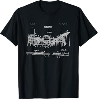 Vintage Wooden Roller Coaster Blueprint Shirt - Crazy Scary T-Shirt