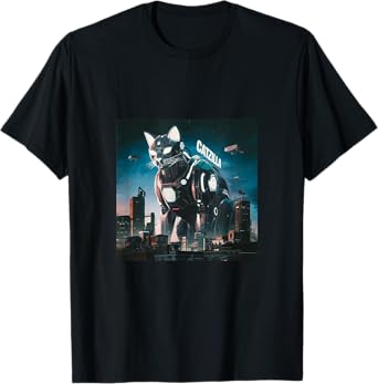 Catzilla Cyber Cat – Futuristic Robot Feline Catzilla T-Shirt for Men Women Kids