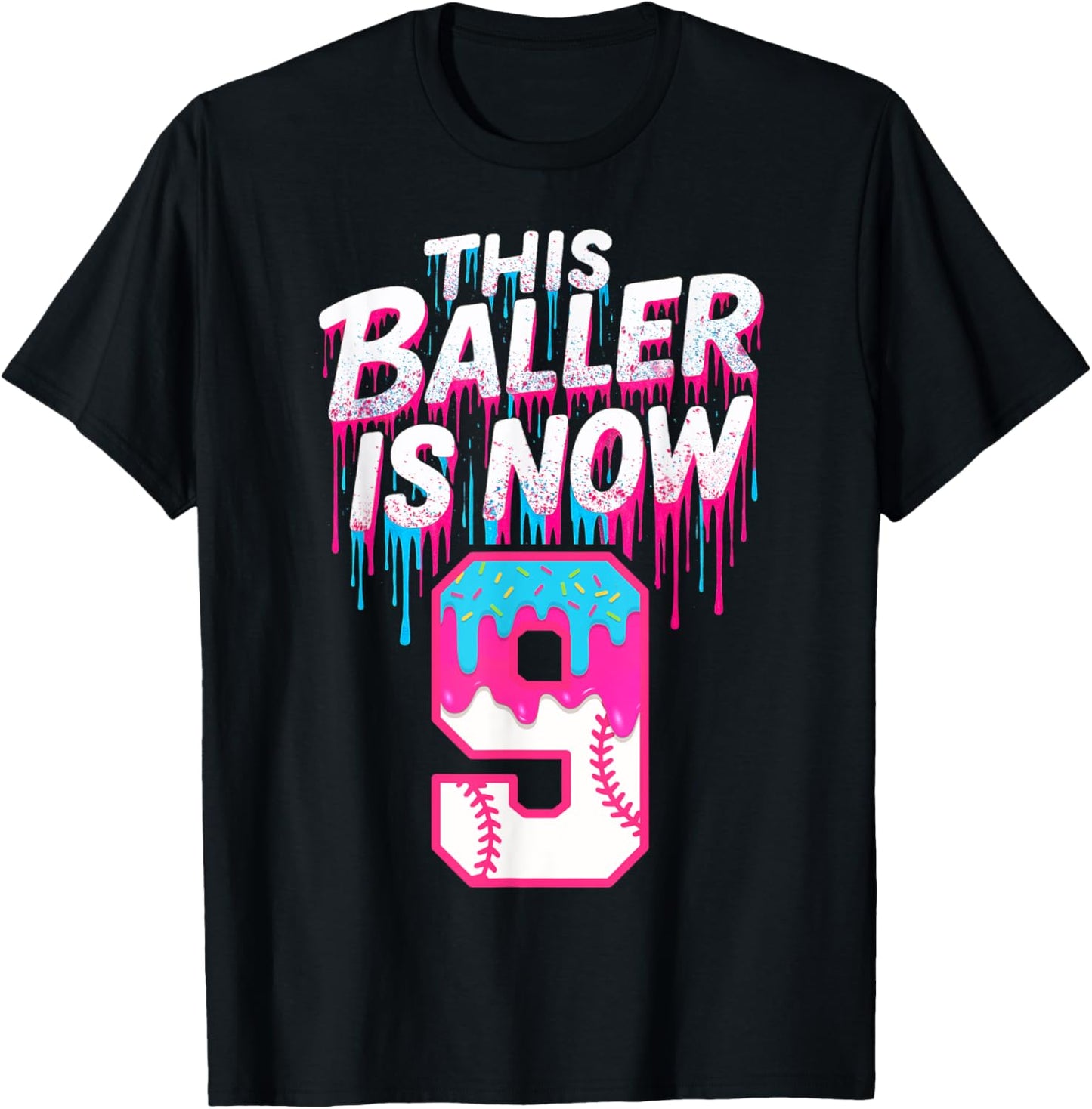 The Baller Is Now 9 Baseball Birthday Group Family Matching T-Shirt