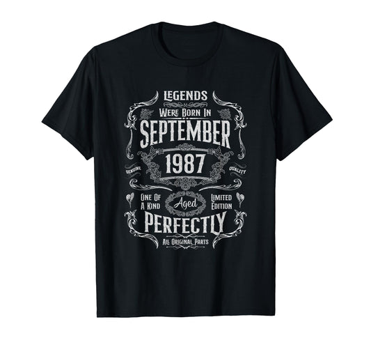 Vintage 38th Birthday Legends Were Born In September 1987 T-Shirt